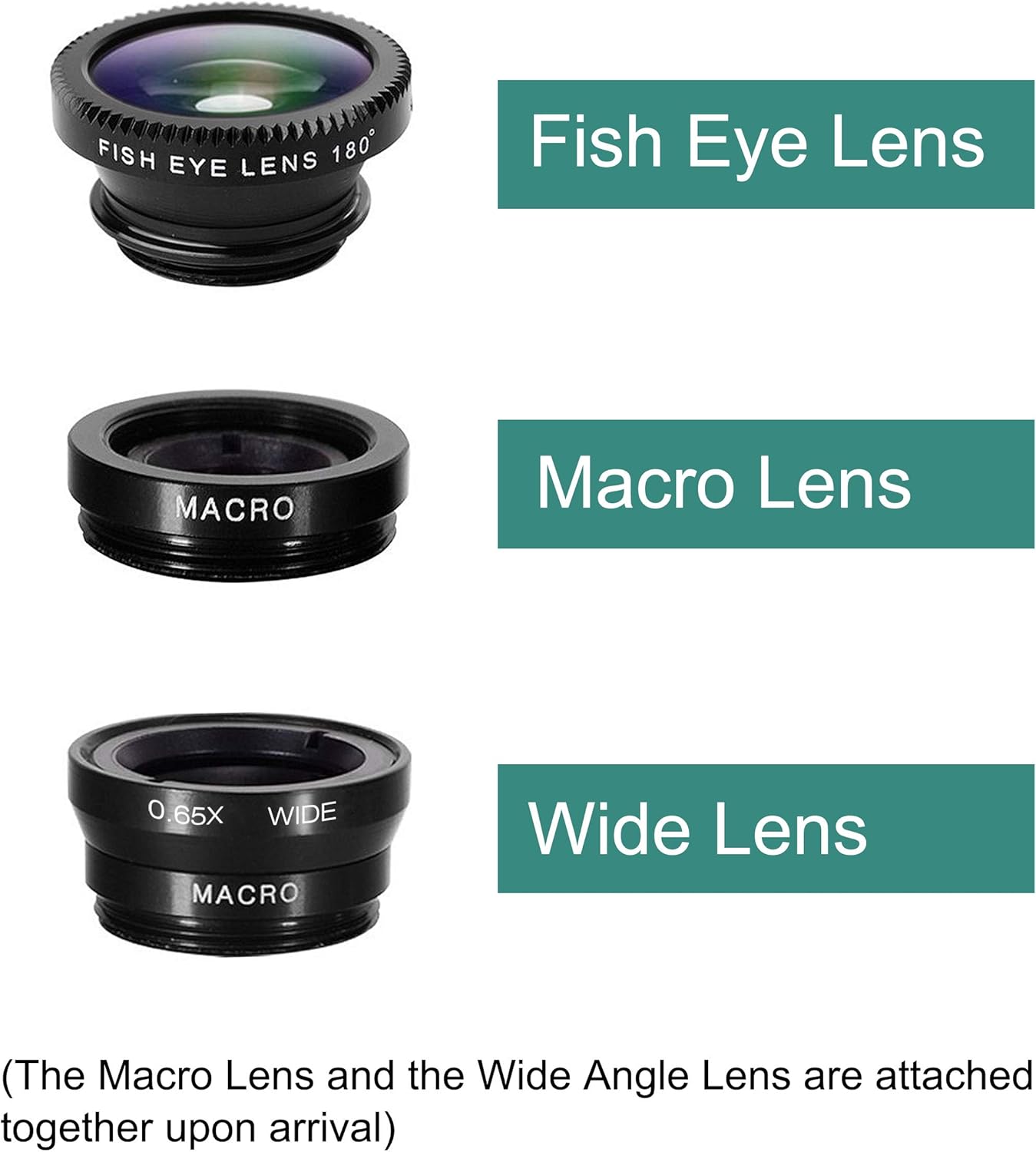 Phone Lens,by Ailun,3 in 1 Clip on 180 Degree Fish Eye Lens+0.65X Wide Angle+10X Macro Lens,Universal HD Camera Lens Kit for Mobile Phone,Cellphone,Smart Phone
