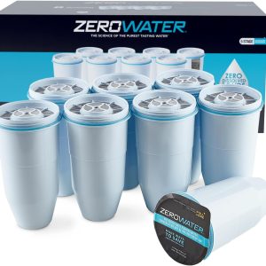 ZeroWater Official Replacement Filter – 5-Stage 0 TDS Filter Replacement – System IAPMO Certified to Reduce Lead, Chromium, and PFOA/PFOS, 8-Pack, White